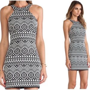 Parker Mariah Black/White Aztec print racer back mini dress sz xs